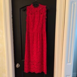 Kate Spade Vibrant Red Lace Midi Dress